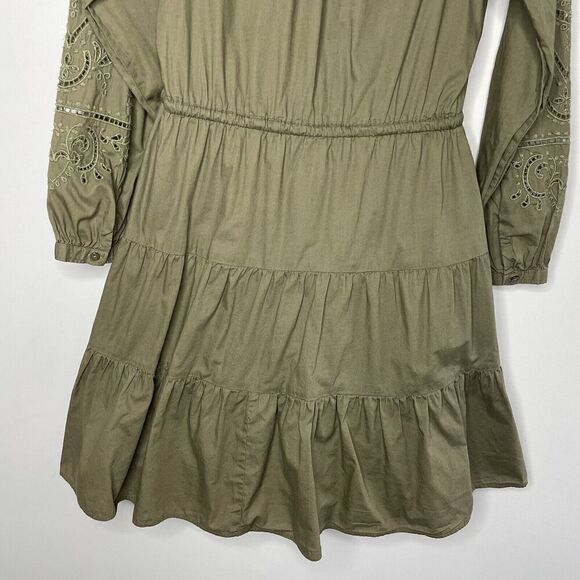 LAUREN Ralph Lauren Sulashka Dress Women 2 Olive Green Embroidered A-Line Cotton - Picture 10 of 14